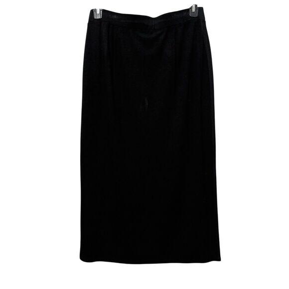Eileen Fisher Skirt Women Medium Black Pull On Knit Midi Classic Career Workwear - Picture 2 of 8
